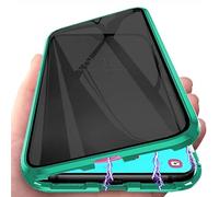 PingGoo Privacy Magnetic Case for Samsung Galaxy S25, Anti Peep Magnetic Adsorption Cover, Front & Back 9H Tempered Glass, Privacy Screen Protector Metal Frame Anti Spy Case Cover, Green