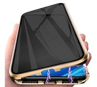 PingGoo Privacy Magnetic Case for Samsung Galaxy S26 Ultra 6.9", Anti Peep Tempered Glass Full Body Case, Front & Back 9H Tempered Glass, Privacy Titanium Metal Frame Anti Spy Case Cover, Gold