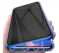 PingGoo Privacy Magnetic Case for Xiaomi 12 Pro, Anti Peep Magnetic Adsorption Cover, Front & Back 9H Tempered Glass, Privacy Screen Protector Metal Frame Anti Spy Case Cover, Blue