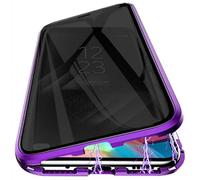 PingGoo Privacy Magnetic Case for Xiaomi Redmi Note 14 Pro+ 5G 6.67", Anti Peep Tempered Glass Full Body Case, Front & Back 9H Tempered Glass, Privacy Titanium Metal Frame Anti Spy Case Cover, Purple