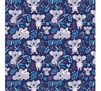 Pingianer Koala 100% Cotton Fabric Children Sold by the Metre Craft Sewing Fabric Rabbit Moon Heart White (Koala Baby Shrub Purple Blue, 100 x 160 cm
