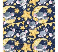Pingianer Mouse 100% Cotton Fabric for Children Sold by the Metre Craft Sewing Fabric Mouse Cheese Dark Blue 300 x 160 cm
