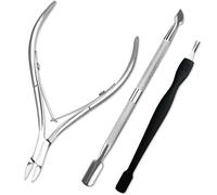 Pingispower Cuticle Trimmer with Cuticle Pusher Set, 3PCS Professional Cuticle Nippers Cutter and Cuticle Remover Tools, Premium Stainless Steel Manicure Kit and Pedicure Tool for Women and Men