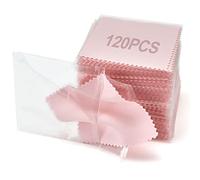 PINGMIC 120PCS Jewelry Cleaning Cloth, Professional Polishing Cloth Individually Wrapped, Pink Silver Polishing Cloth for Jewelry Sterling Silver Gold Platinum Watch Coins and More (3.15" x 3.15")