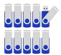 Pingmugy 10 Pack 4GB Blue Swivel USB Flash Drive, Thumb Drive, USB 2.0 | 360°swivel design protects the connector and supports daily file storage; memory stick, usb stick and pendrive.