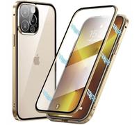 Pingoo Case for iPhone 17 Pro, Magnetic Titanium Adsorption Metal Bumper with Front and Back Transparent Tempered Glass Flip Cover 360 Degree Full Body Protective Case for Men Women
