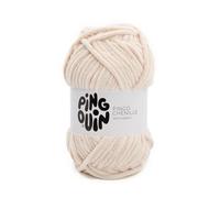 Pingouin - Ball of Pingo Chenille Wool - Crochet and Knitting Wool - 100% Polyester - Needle No. 6 - Colour: White