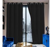 PINGSANL Curtains Blackout Curtains Bedroom 320 x 210 cm Soft Thermal Insulated Black Out Eyelet Window Privacy Protected for Bedroom Bathroom, Black