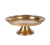 PINGSHI Boutique UK 30CM Vintage Brass Round Fruit Tray, Plate,Rustic Farmhouse Serving Platter, Candy Display Plates,Cake Dessert Stand
