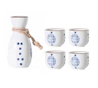 PINGSHI Boutique UK Ceramic Sake Set Teapots Japanese Sake Set 5 Piece Sake Cup Set Blue Texture Ceramic Cups Sake Tea Sake Cups Sake Drinkware Sake Drinking Set