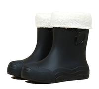 PINGSHI Boutique UK Mid-Calf Waterproof Rain Boots, Lightweight Non-Slip Outdoor Garden Boots with Comfort Lining(Black 1,EU 35-36)