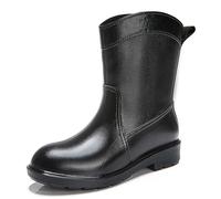 PINGSHI Boutique UK Mid-Cut Waterproof Rain Boots, Non-Slip Rubber Overshoes with Comfort Sole, Lightweight PVC Rain Boots for Adults(Black 1,EU 39)