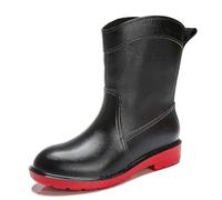 PINGSHI Boutique UK Mid-Cut Waterproof Rain Boots, Non-Slip Rubber Overshoes with Comfort Sole, Lightweight PVC Rain Boots for Adults(Nero,EU 40)