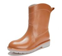 PINGSHI Boutique UK Mid-Cut Waterproof Rain Boots, Non-Slip Rubber Overshoes with Comfort Sole, Lightweight PVC Rain Boots for Adults(Caramel,EU 39)