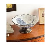 PINGSHI Boutique UK New Chinese Style Ceramic Fruit Plate, Elegant Nut & Candy Display Bowl, Dry Serving Tray for Home Storage(D)