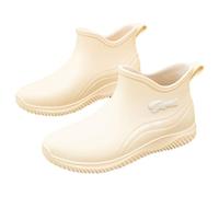 PINGSHI Boutique UK Women's Non-Slip Waterproof Rain Boots, Short Sports & Kitchen Water Boots with Warm Lining(Apricot,EU 37)