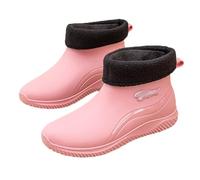 PINGSHI Boutique UK Women's Non-Slip Waterproof Rain Boots, Short Sports & Kitchen Water Boots with Warm Lining(Pink 1,EU 36)