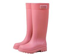 PINGSHI Boutique UK Women's Waterproof Rain Boots with Removable Liner, Non-Slip Kitchen Rubber Boots Low Block Heel Trendy Mid-Calf Overshoes(Rose,39-40)