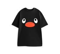 Pingu Black Graphic Tee | Crew Neck Short Sleeve T-Shirt | Cartoon Character Print Top | Everyday Casual Wear | Unisex Adult Apparel Merch - XXX-Large