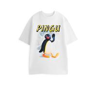 Pingu Cartoon Unisex White Short Sleeve T-Shirt | Penguin Graphic Tee for Casual Wear | Crew Neck Top | Comfortable & Versatile Apparel Merch - Small