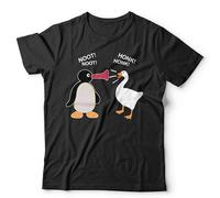 Pingu Noot Noot Honk Honk Unisex T-Shirt - Funny Goose Game Mashup Tee - S Black