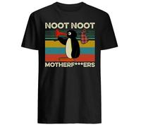Pingu Noot Noot Mother Fxxxers Men Black T-Shirt Print Unisex Cotton Tee Shirt M