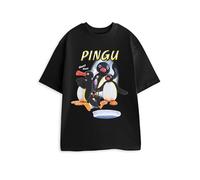 Pingu Unisex Black Short-Sleeved Graphic Tee | Penguin Character 'Noot Noot!' Print | Cartoon Top for Casual Wear Merch - Large
