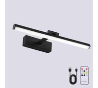 Pingxihule Black Battery Operated Picture Lights for Wall Rechargeable Wireless Wall Light with Timer and Remote Dimmable Art Light for Display Paintings Gallery Artwork Portrait 15.7inch