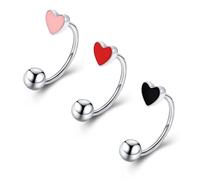Pingyongchang 16G Cute Heart Snake Bite Jewelry, Lip Rings Snake Bites, Horseshoe Tragus Hoop Jewelry for Lip Piercing, Titanium Septum Daith Tragus Threaded Body Piercing Ring 8mm 10mm 12mm-2PCS