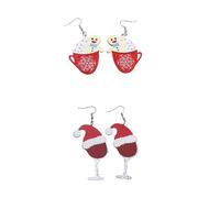 Pingyongchang 2 Pairs Christmas Tree Cake Acrylic Earrings for Women Cute Santa Claus Gnome Wine Dinosaur Flamingo Animal Drop Dangle Earrings Xmas Holiday Party Jewelry Gift, Metal Acrylic