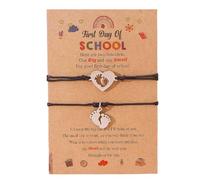 Pingyongchang 2Pcs First Day of School Matching Heart Dinosaur Mother Daughter Bracelets Cute Hnadmade Back to School Mommy and Me Adjustable Family Bracelet for Dad Son, Metal, alloy