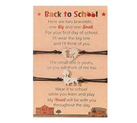 Pingyongchang 2Pcs First Day of School Matching Heart Dinosaur Mother Daughter Bracelets Cute Hnadmade Back to School Mommy and Me Adjustable Family Bracelet for Dad Son, Metal, alloy