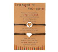 Pingyongchang 2Pcs First Day of School Matching Heart Dinosaur Mother Daughter Bracelets Cute Hnadmade Back to School Mommy and Me Adjustable Family Bracelet for Dad Son, Metal, alloy