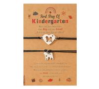 Pingyongchang 2Pcs First Day of School Matching Heart Dinosaur Mother Daughter Bracelets Cute Hnadmade Back to School Mommy and Me Adjustable Family Bracelet for Dad Son, Metal, alloy