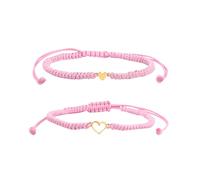 Pingyongchang 2pcs Love Heart String Bracelets Sweet Heart Matching Adjustable Braided String Bracelet Pink Black Red Mother's Day Birthday Gifts for Mother Daughter Son, M, Zinc, no gemstone