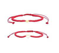 Pingyongchang 2pcs Love Heart String Bracelets Sweet Heart Matching Adjustable Braided String Bracelet Pink Black Red Mother's Day Birthday Gifts for Mother Daughter Son, M, Zinc, no gemstone