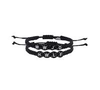 Pingyongchang 2Pcs WWJD HWLF Matching Bracelet What Would Jesus Do He Would Love First Handmade Braided Bracelets Inspirational Christian Jewelry Friendship Couple Gift for Women Men, Metal, alloy