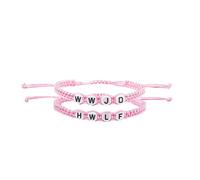 Pingyongchang 2Pcs WWJD HWLF Matching Bracelet What Would Jesus Do He Would Love First Handmade Braided Bracelets Inspirational Christian Jewelry Friendship Couple Gift for Women Men, Metal, alloy