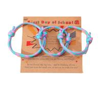 Pingyongchang 3Pcs First Day of School Colorful Neon Rope Bracelet Cute Handmade Adjustable Family Bracelet with Message Card for Mother Daughter Dad Son Back to School Gifts, Metal, alloy