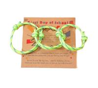Pingyongchang 3Pcs First Day of School Colorful Neon Rope Bracelet Cute Handmade Adjustable Family Bracelet with Message Card for Mother Daughter Dad Son Back to School Gifts, Metal, alloy