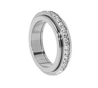 Pingyongchang Anxiety Rings Titanium Steel Spinner Fidget Band Rings for Women Ladies Cubic Zirconia Relieving Anxiety Wedding Promise Lucky Statement Rings Comfort Fit Size 6 to 10, 8 UK, Metal