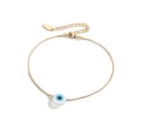Pingyongchang Blue Turkish Evil Eye Beads Charm Bracelet Bohemian Devil Eye Hamsa Gold Colored Copper Chain Adjustable Bracelet for Women Men Jewelry, Metal, metal