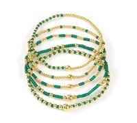 Pingyongchang Bohemian Colorful Beaded Stackable Stretch Bracelets for Women Men Surfer Multilayer Bangles Elastic Summer Beach Vacation Mother's Day Wedding Gifts, M, Acrylic Resin, no gemstone