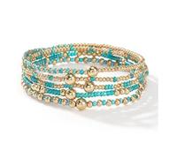 Pingyongchang Bohemian Colorful Beaded Stackable Stretch Bracelets for Women Men Surfer Multilayer Bangles Elastic Summer Beach Vacation Mother's Day Wedding Gifts, M, Acrylic Resin, no gemstone