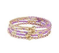 Pingyongchang Bohemian Colorful Beaded Stackable Stretch Bracelets for Women Men Surfer Multilayer Bangles Elastic Summer Beach Vacation Mother's Day Wedding Gifts, M, Acrylic Resin, no gemstone