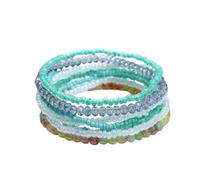 Pingyongchang Boho Colorful Beads Stackable Bracelets Set for Women Handmade Multicolor Seed Crystal Layered Stretch Bracelets Retro Country Holiday Beach Trendy Jewelry Gifts, S, Resin, no gemstone