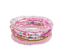 Pingyongchang Boho Colorful Beads Stackable Bracelets Set for Women Handmade Multicolor Seed Crystal Layered Stretch Bracelets Retro Country Holiday Beach Trendy Jewelry Gifts, S, Resin, no gemstone