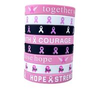 Pingyongchang Breast Cancer Awareness Bracelets Pink Ribbon Handmade Friendship Bracelet Hope Faith Encouragement Jewelry Inspirational Gift for Women Best Friend, Metal, alloy