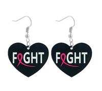 Pingyongchang Breast Cancer Awareness Heart Acrylic Dangle Drop Earrings Pink Ribbon Bow Lightweight Earring for Women Breast Cancer Survivor Support Jewelry Hope Faith Gifts, Metal Acrylic, No
