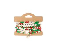 Pingyongchang Christmas Beaded Stackable Bracelets Set for Women Colorful Xmas Polymer Clay Disc Beads Stretch Bracelets Christmas Charms Jewelry Gifts, S, Zinc, no gemstone